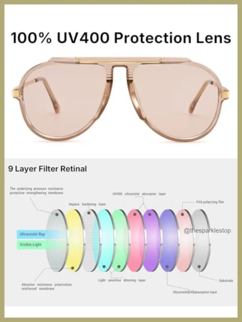 Oversized Aviator Sunglasses 70s Retro UV400 Protection